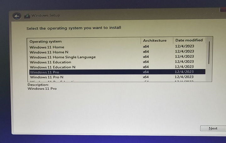 Select Windows 11 Edition for Windows 11 Install